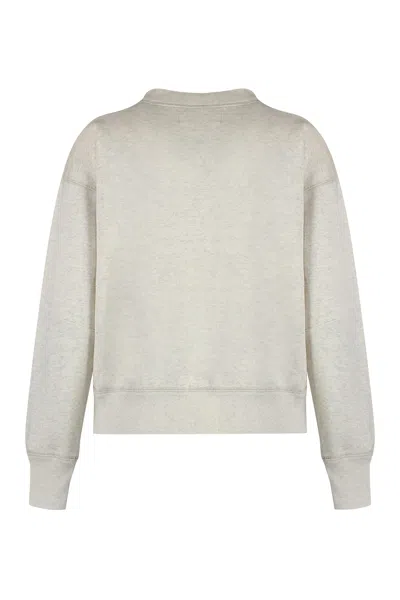 Isabel Marant Étoile Isabel Marant Etoile Women Beige High Neck Sweatshirt With Contrasting Logo Print In Cotton Blend Wo In Neutral