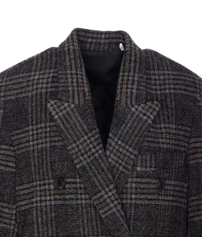 Isabel Marant Étoile Double-breasted Grey Plaid Coat With Structured Silhouette In Gray