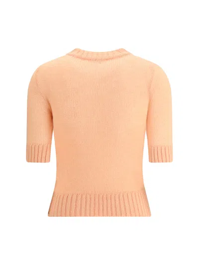 Chloé Logo Embroidery Sweater Sweaters And Cardigans Pink In Neutral