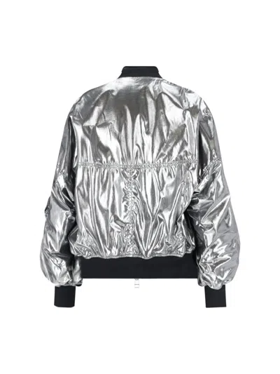 Junya Watanabe Metallic Effect Bomber Jacket In Silver