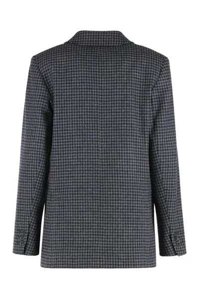 Apc A.p.c. Double-breasted Anthracite Grey Wool Blazer In Grey