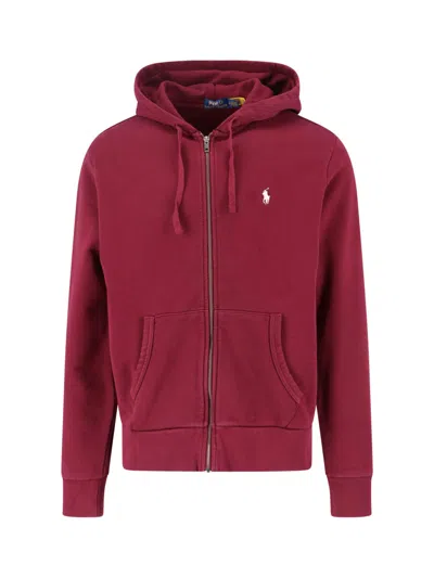 Polo Ralph Lauren Logo Zip Sweatshirt In Red