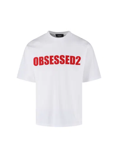 Dsquared2 Crew Neck T-shirt Bold Front Text In White