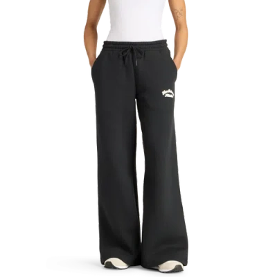 New Balance Womens  Linear Heritage Fleece Wide Leg Pants In Black