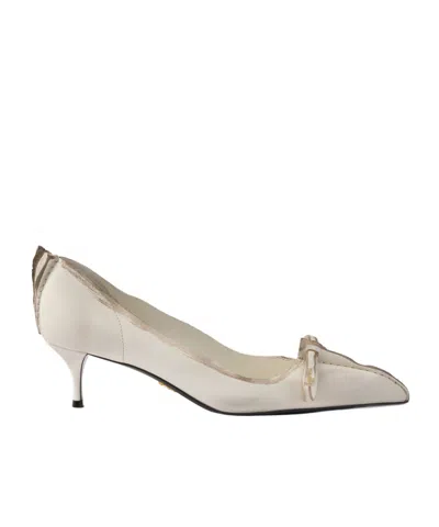 Prada Distressed Leather Pointed-toe Pumps In Neutral