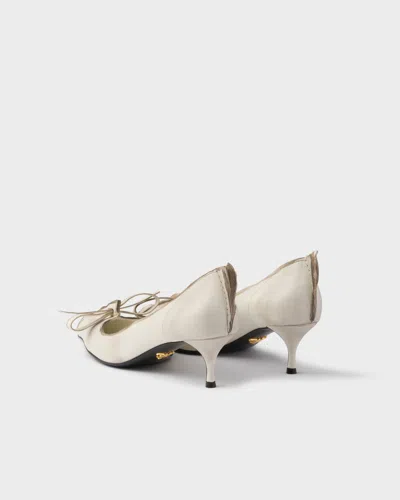 Prada Distressed Leather Pointed-toe Pumps In Neutral