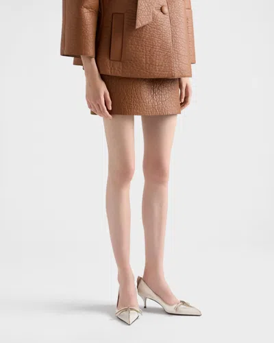 Prada Distressed Leather Pointed-toe Pumps In Neutral