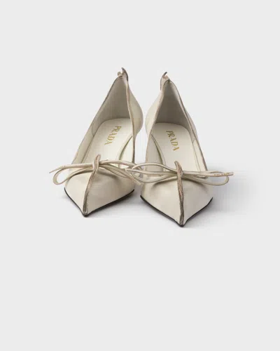 Prada Distressed Leather Pointed-toe Pumps In Neutral