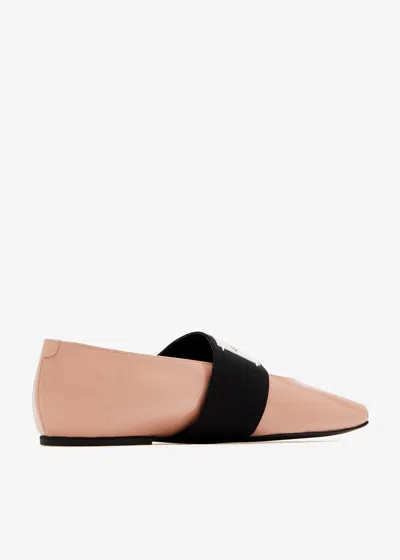 Givenchy Sliced Square Label Patent Leather Ballerina Flats In Pink