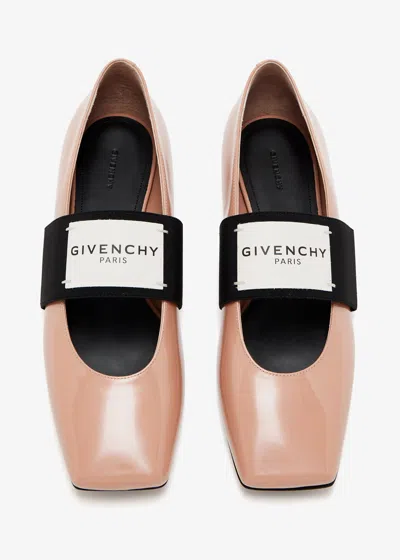 Givenchy Sliced Square Label Patent Leather Ballerina Flats In Pink