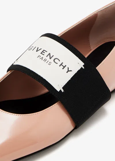 Givenchy Sliced Square Label Patent Leather Ballerina Flats In Pink