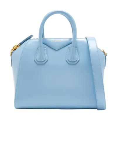 Givenchy Antigona Mini Top-handle Bag In Patent Leather In Blue