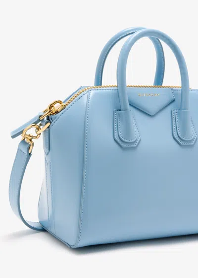 Givenchy Antigona Mini Top-handle Bag In Patent Leather In Blue