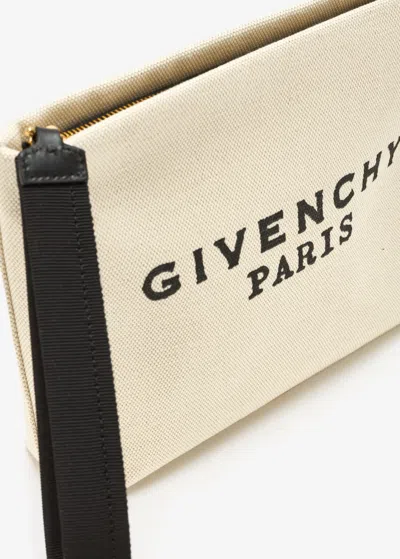 Givenchy Pochette In Tela Con Logo Stampato In Brown