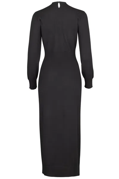 Givenchy One Shoulder Long Sleeve Dress With Slit In Black
