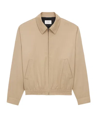Saint Laurent Short Jacket In Cotton Serge In Neutral