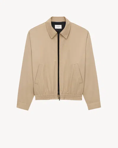 Saint Laurent Short Jacket In Cotton Serge In Neutral
