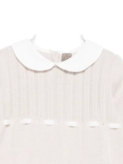 Little Bear Peter Pan-collar Romper In Neutral