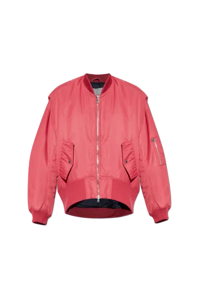 Jw Anderson Oversized Curved Hem Bomber Jacket Ruby In Red