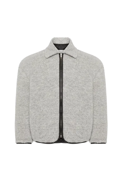 Jw Anderson Mens Light Grey Melange Contrast-trim Relaxed-fit Knitted Wool-blend Jacket In Gray