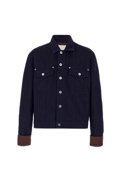 Jw Anderson J. W. Anderson Cropped Denim Jacket With Contrasting Cuffs In Blue