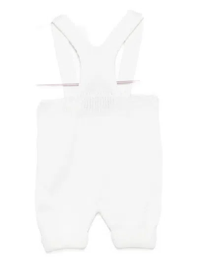 Little Bear Ribbed-knit Romper In White