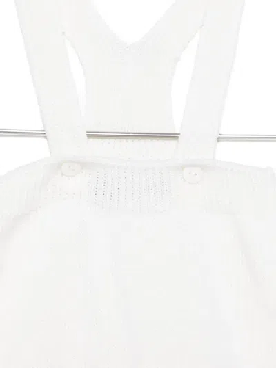 Little Bear Ribbed-knit Romper In White