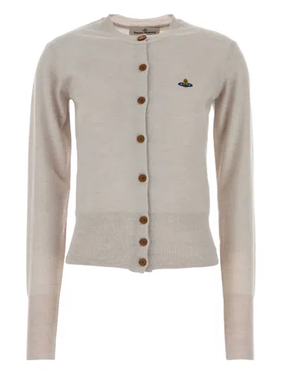 Vivienne Westwood Orb-embellished Virgin-wool Cardigan In White