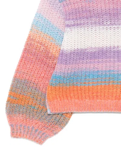 Stella Mccartney Kids Orange And Multicolor Puff-sleeved Sweater In Multi