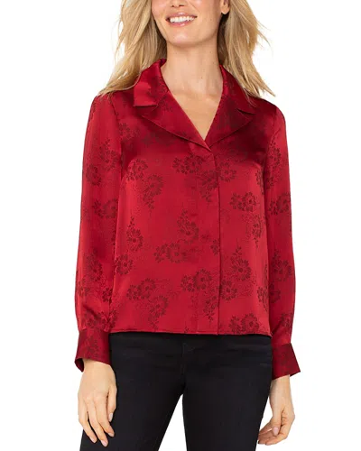 Liverpool Los Angeles Floral Print Satin Blouse In Red