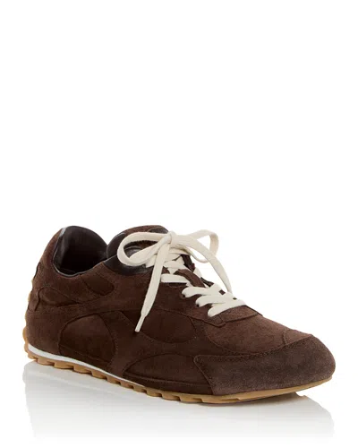 Bottega Veneta Orbit Flash Leather-trimmed Suede Sneakers In Brown