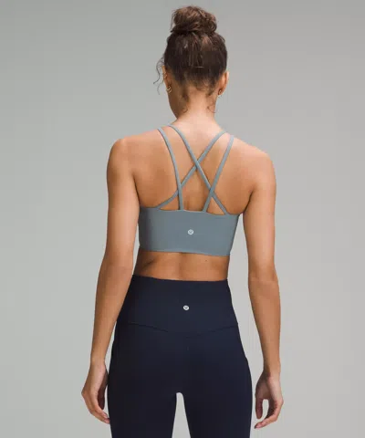Lululemon Like A Cloud High-neck Longline Ribbed Bra In Gray