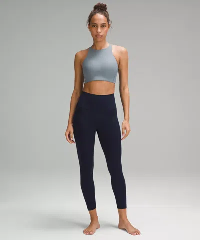 Lululemon Like A Cloud High-neck Longline Ribbed Bra In Gray