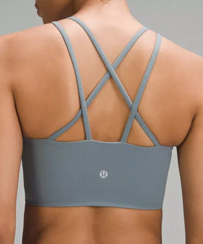 Lululemon Like A Cloud High-neck Longline Ribbed Bra In Gray