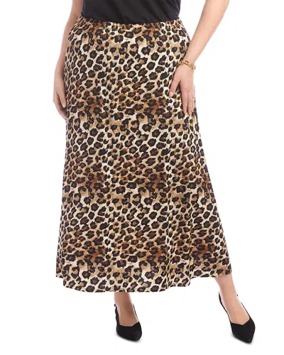 Karen Kane Plus Printed Side Slit Midi Skirt In Animal Print