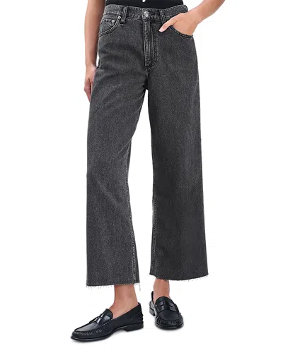 Rag & Bone High Rise Wide Leg Ankle Jeans In Raven In Gray