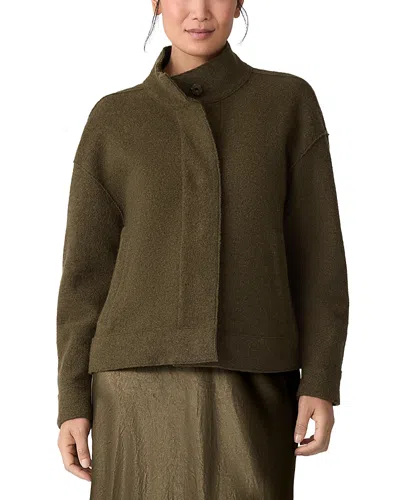 Eileen Fisher Boiled Wool Jacket In Green