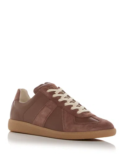 Maison Margiela Brown Suede Panel Low-top Sneakers In Brown