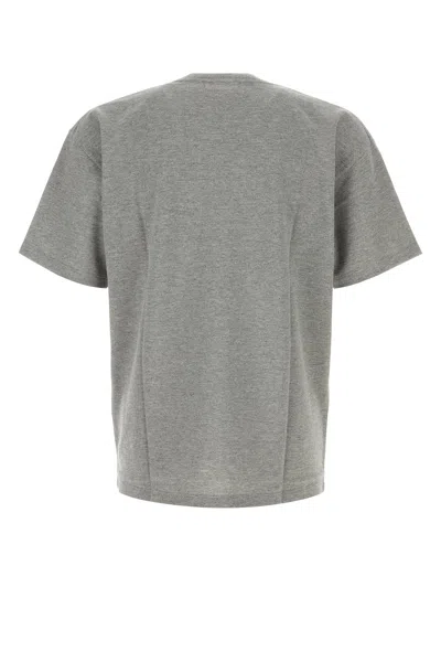 Saint Laurent Grey Crewneck T-shirt With Cassandre Embroidery In Cotton Man In Gray