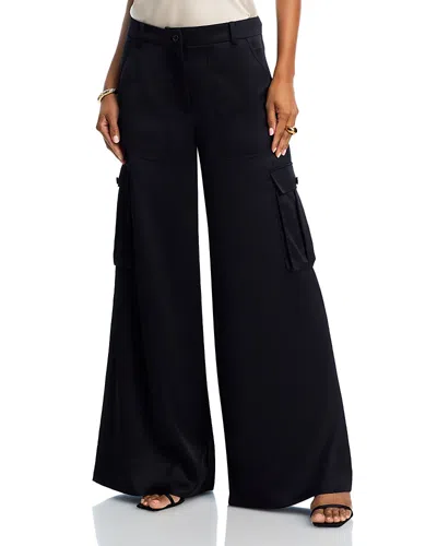 Toccin Maia Silky Satin Cargo Pants In Black