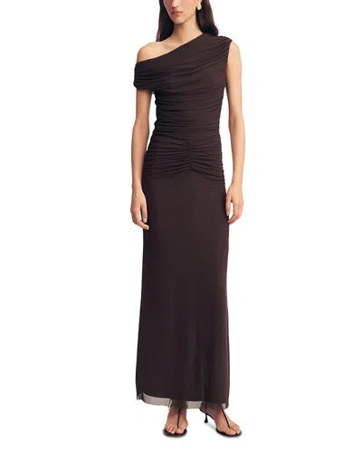 Shona Joy Mira Off-the-shoulder Maxi Dress In Brown