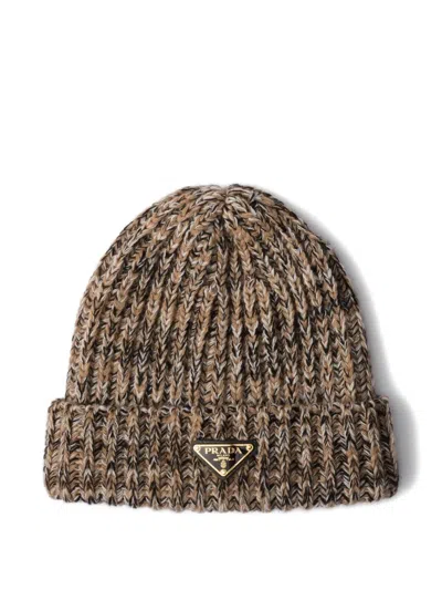 Prada Womens Brown Argyle Wool-knitted Beanie In Brown