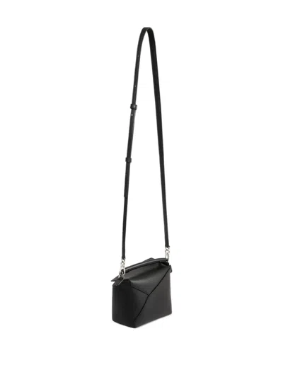 Loewe Puzzle Edge Mini Textured-leather Shoulder Bag In Black