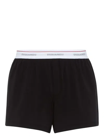 Dsquared2 Elastic Waistband Block Boxer Shorts In Black
