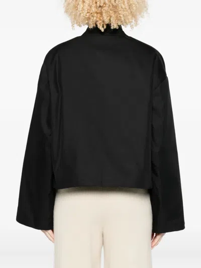 Closed Black Zip-front Flap-pocket Jacket In Black