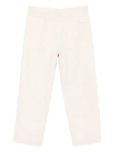 Nine In The Morning Beige Five-pocket Trousers In White