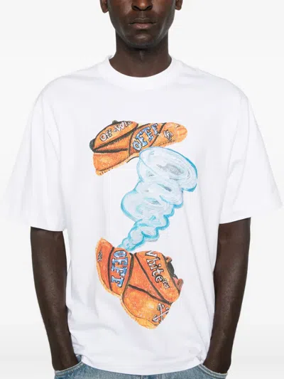 Off-white White Gregory Shimada Edition Diagonal Skate T-shirt In White