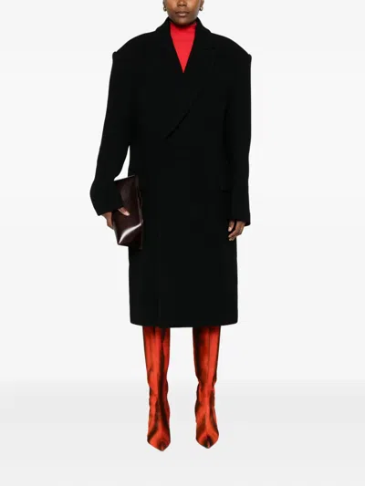 Ych Double-breasted Coat In Black