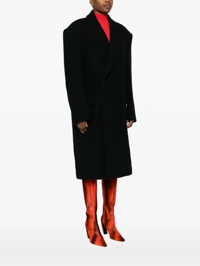 Ych Double-breasted Coat In Black