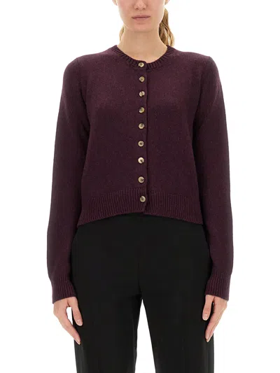 Khaite Everheart Cashmere Knit Cardigan In Purple